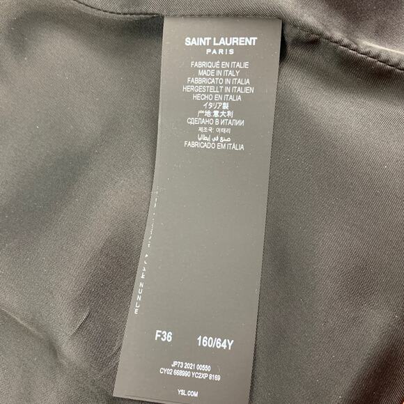 SAINT LAURENT 2022 Size 4 Silver Leather High Waist Mini Skirt - Picture 4 of 7